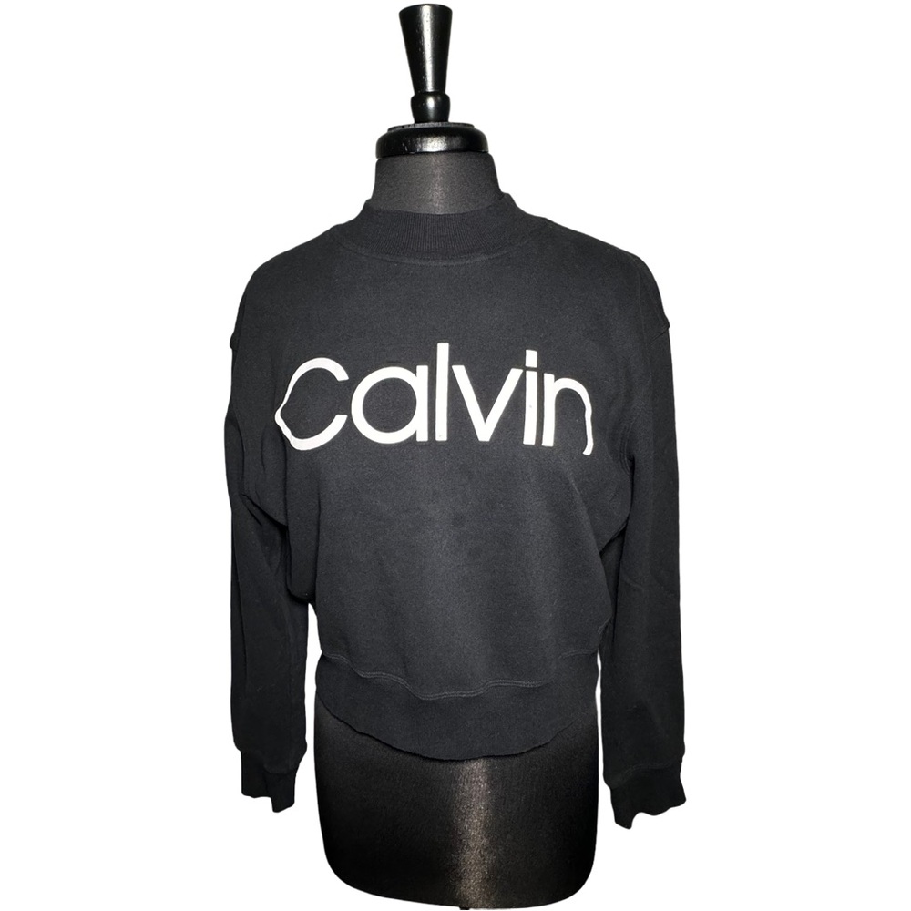 CALVIN KLEIN Women`s Cropped Performance Logo Sweater Size Large